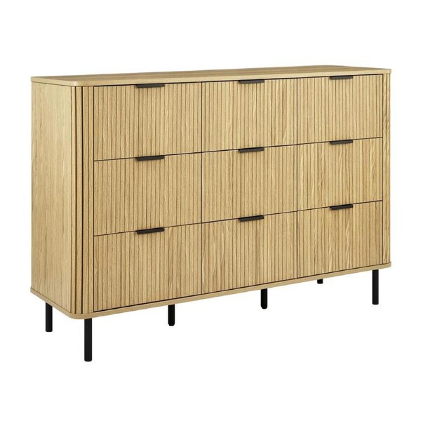 Kayla Chest Dresser Tallboy 9 Drawers Oak