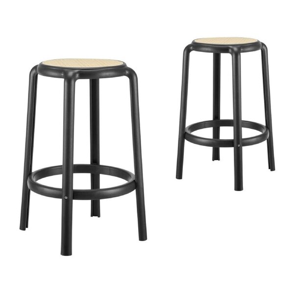 Safiya Tall Stools (set of 2) Round Black
