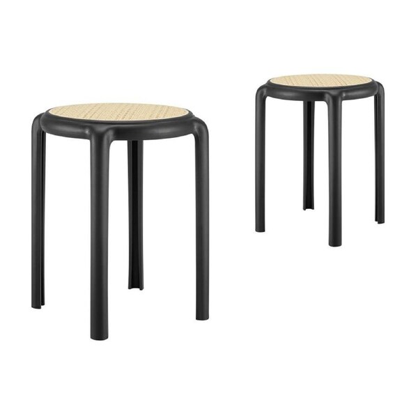 Safiya Stools (set of 2) Round Black