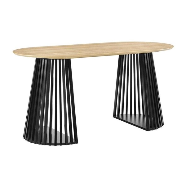 Vanessa Oval Rounded Dining Table 160cm Black and Oak