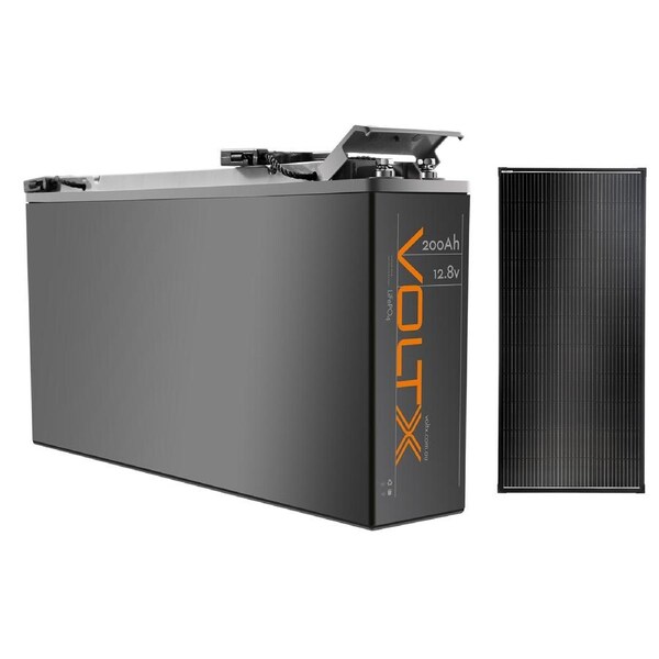 VoltX Slim 12V 200Ah Lithium Battery + 200W Fixed Solar Panel