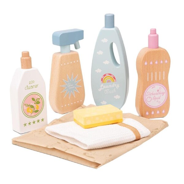 New Classic Toys Cleaning Detergents Pretend Play 17cm Kids Wooden Toy 36m+