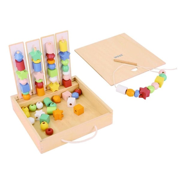 New Classic Toys Lacing Wooden Beads Box Kids/Children DIY Craft Activity 3y+