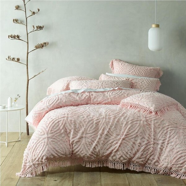 Bianca Savannah Soft Cotton Chenille Quilt Cover Set Pink King