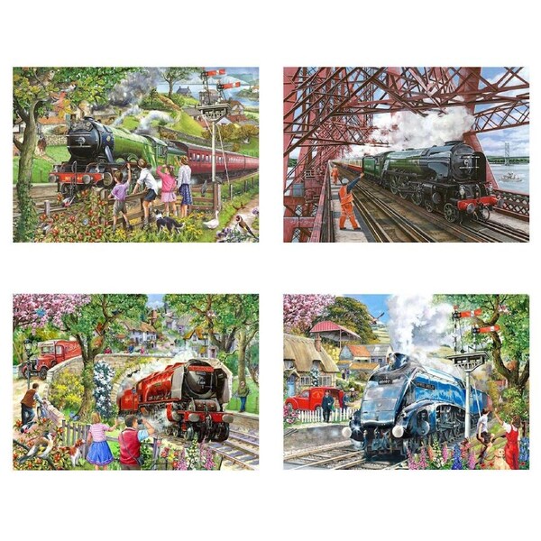 4 x 500pc House Of Puzzles Steaming Along Multipack 34x48cm Jigsaw Puzzle 3y+