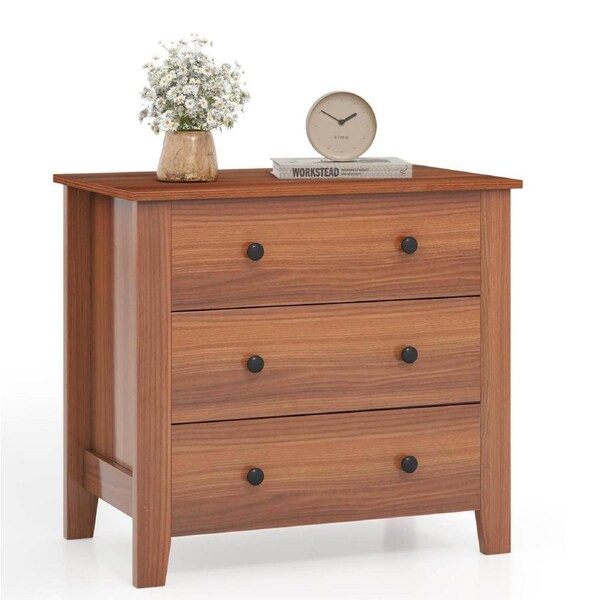 Costway 3-Drawer Dresser Table Wide Chest of Drawers Nightstand Closet Storage Cabinet Organizer