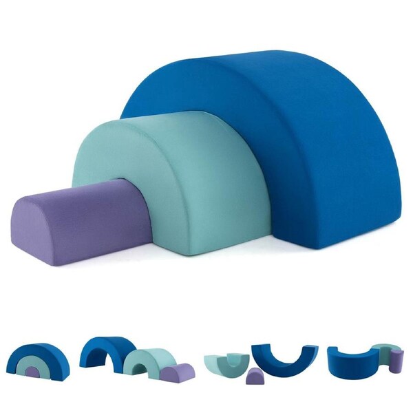 Costway Rainbow Arc Climbing Foam Block Set Soft Climbing Play Set w/Machine Washable Covers
