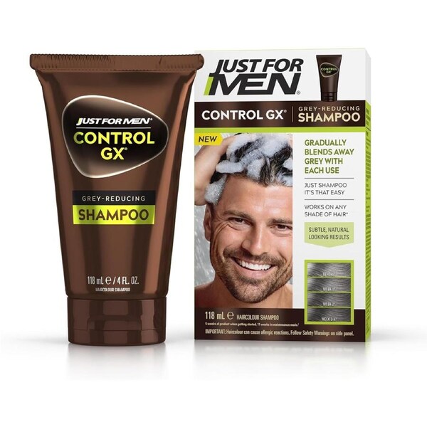 Men's Grey Reducing Hair Colour Shampoo - Just for Men In-Shower Grey Reducing Hair Dye For Men - Home Shower Dying