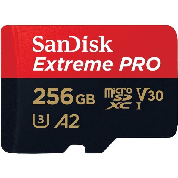 SanDisk Extreme Pro MicroSDXC 256GB 200MB/s R, 140MB/s W, V30 Memory Card + Adapter