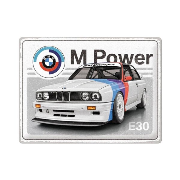 Nostalgic-Art Large Metal Plaque/Sign BMW Motorsport M Power E30 30x40cm
