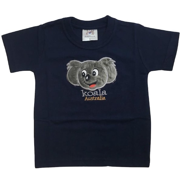 Kids KOALA AUSTRALIA T Shirt Tee Souvenir Gift Childrens Child 100% Cotton Top Navy / 10