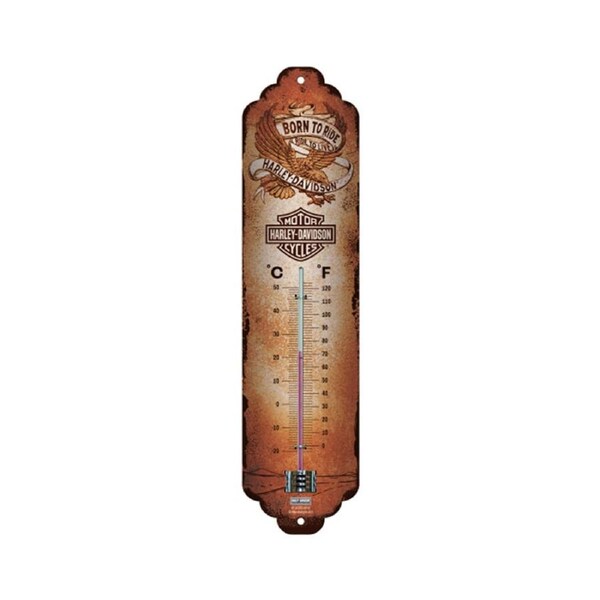 Nostalgic-Art Thermometer Decor Harley Davidson Born To Ride Eagle 28x6.5cm
