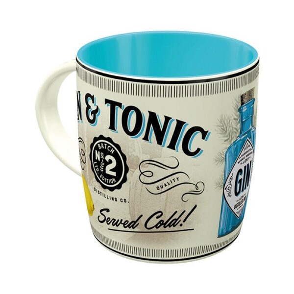 Nostalgic-Art Ceramic Coffee/Tea Mug Gin & Tonic Served Cold 9x9cm White