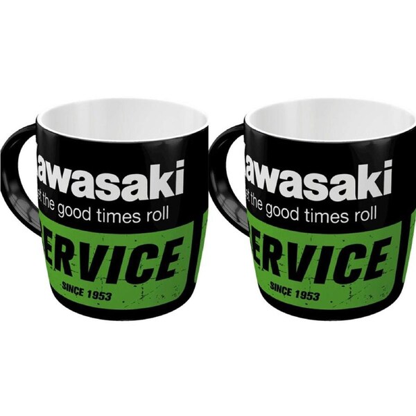 2PK Nostalgic-Art Ceramic Coffee/Tea Mug Drinking Cup Kawasaki Service 9x9cm