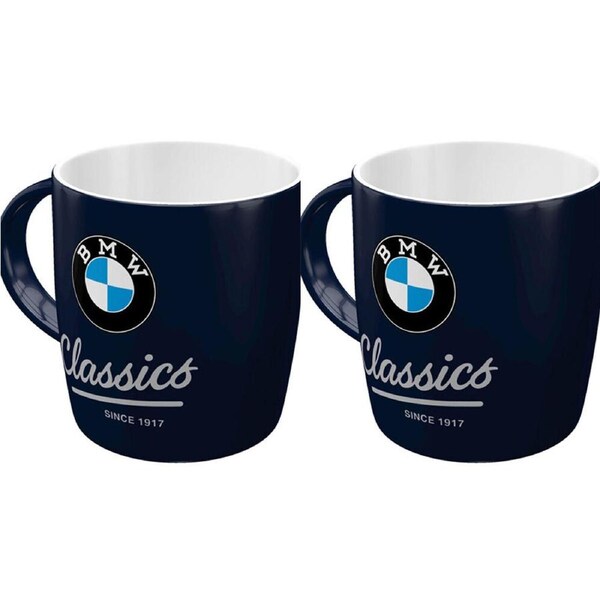2PK Nostalgic-Art Ceramic Coffee/Tea Mug Drinking Cup BMW Classics 9x9cm Black