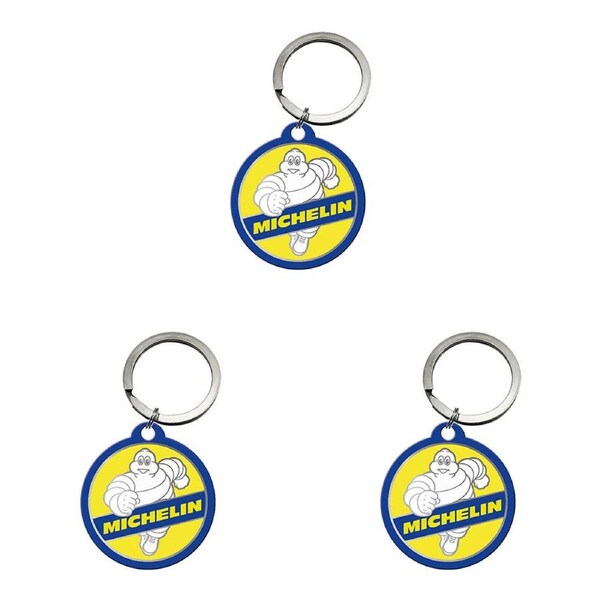 3PK Nostalgic-Art Stainless Steel Keychain Round 7.5x4cm Michelin Vintage