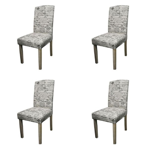 4PK Elan Dining Chair Cover Slipcover Protector Wrinkle Resistant Script 106cm
