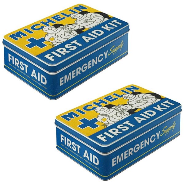 2PK Nostalgic-Art Metal Storage Tin Container 23x16cm Michelin First Aid Kit