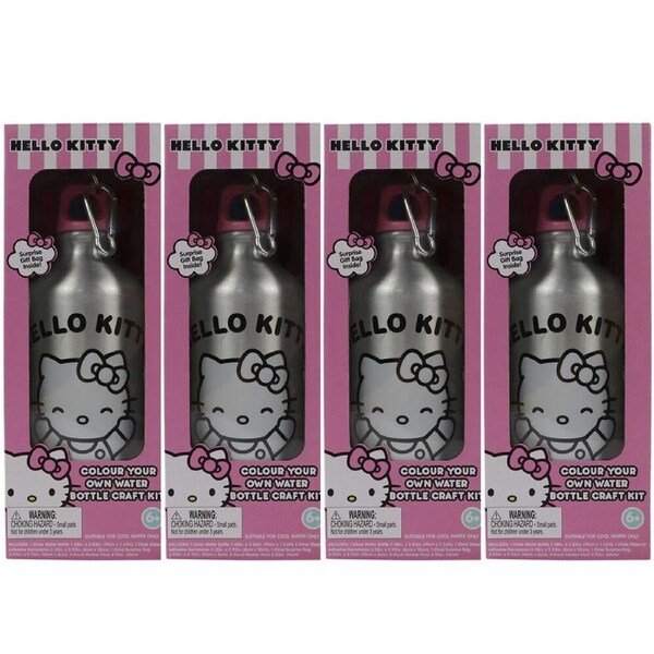 4PK Hello Kitty Colour Your Own DIY Doodle Water Bottle Childrens Craft Kit 6y+