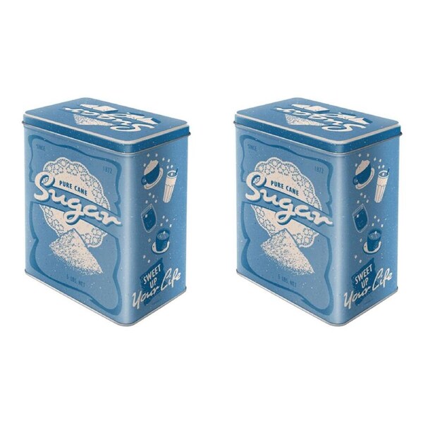 2PK Nostalgic-Art Tin Metal Storage Box Food Container 14x20cm Large Sugar