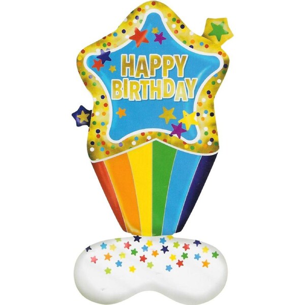 Happy Birthday Star Standing Air Fill Balloon 118cm