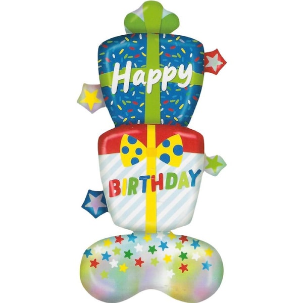 Blue Happy Birthday Standing Air Fill Balloon 100cm