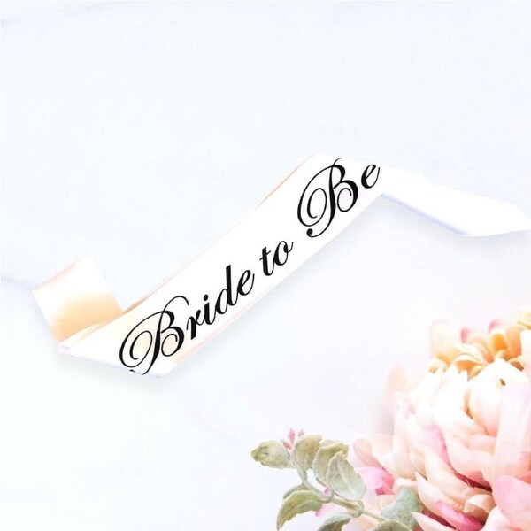 Bride To Be White Sash with Black Print
