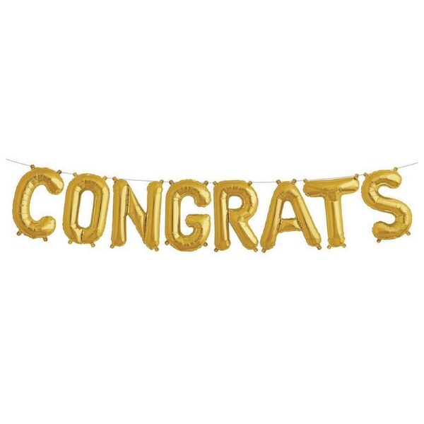 16-inch Gold CONGRATS Foil Balloon Banner