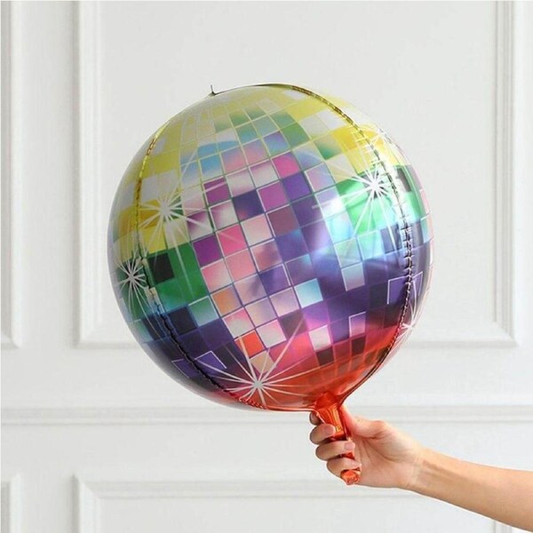 22-inch Ombre ORBZ Rainbow Disco Ball Foil Balloon