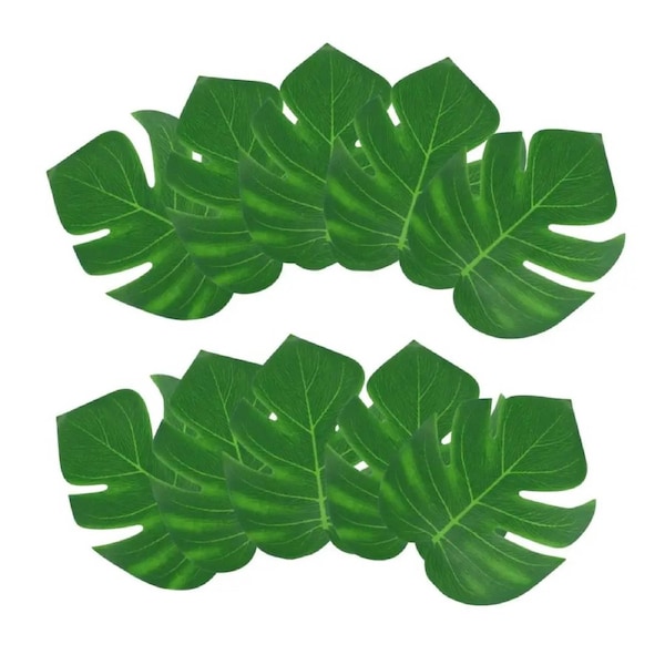 Medium Tropical Artificial Monstera Leaves 10pk