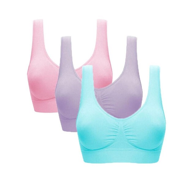 Nevenka 3 Pcs Seamless Sports Bras with Removable Pads Yoga Vest-Set7 XL