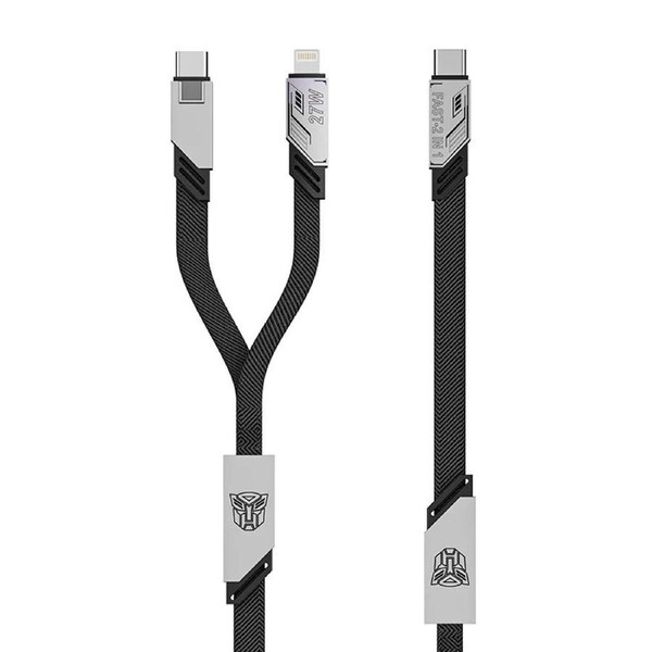 Transformers Type-C to Type-C USB / Apple 2 in 1 Charge Data Cable 65W 1.2m TF-A09 - Grey Black