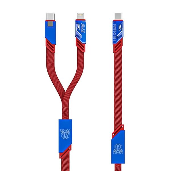 Transformers Type-C to Type-C USB / Apple 2 in 1 Charge Data Cable 65W 1.2m TF-A09 - Blue Red