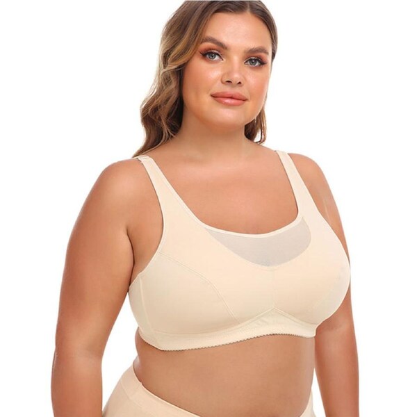 Nevenka Back Close Sports Bras Wirefree High Impact Plus Size Camisole-Skin L