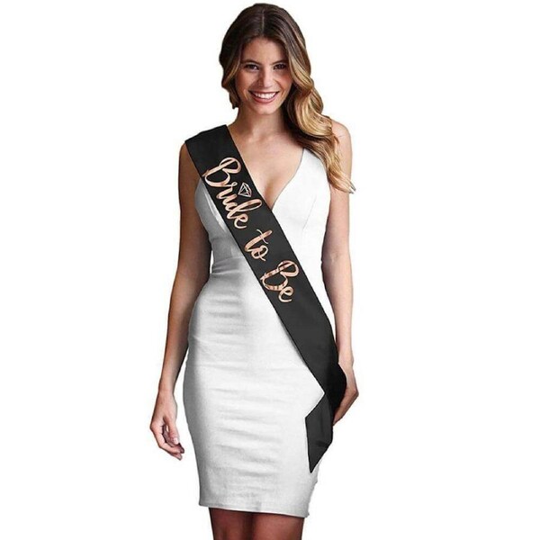 Black 'Bride To Be' Sash - Rose Gold Print