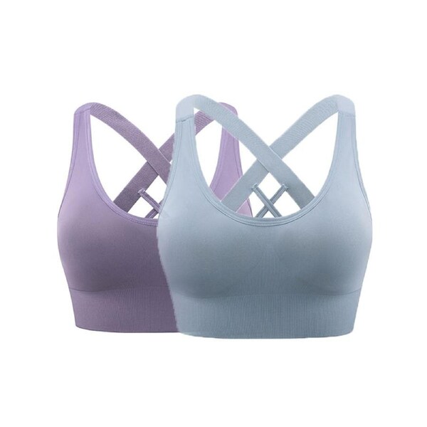 Nevenka 2 Pcs High Impact Sports Bra Medium Support Quick Dry Athletic Vest-Set3 S