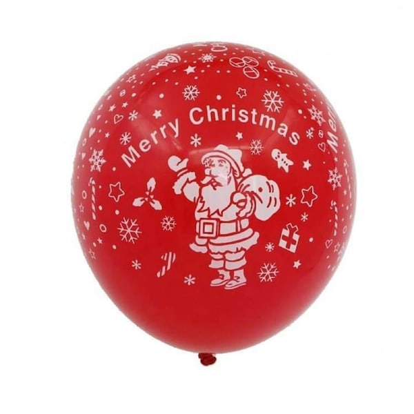 12-inch Red Merry Christmas Santa Latex Balloons 10pk
