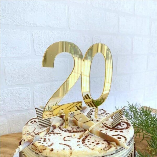 Acrylic Gold Age 20 Cake Topper