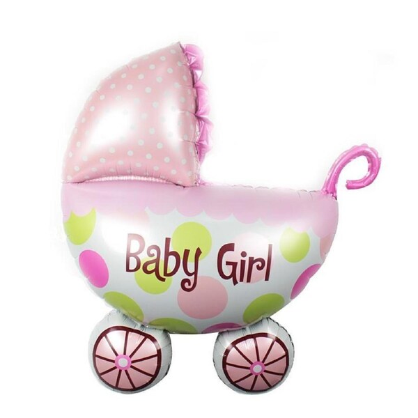 Giant Pink Baby Girl Pram Foil Balloon