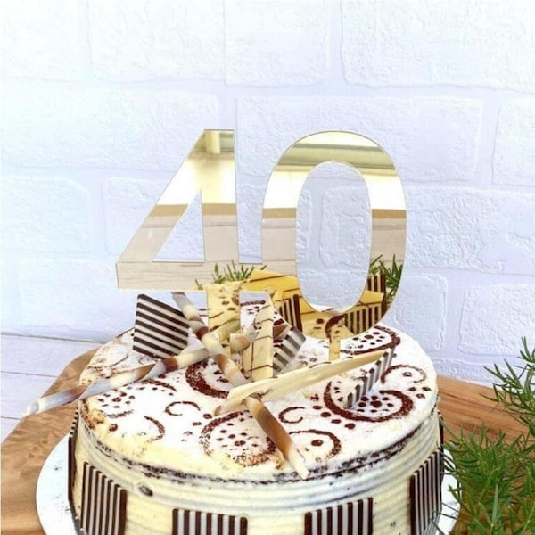 Acrylic Gold Age 40 Number Cake Topper