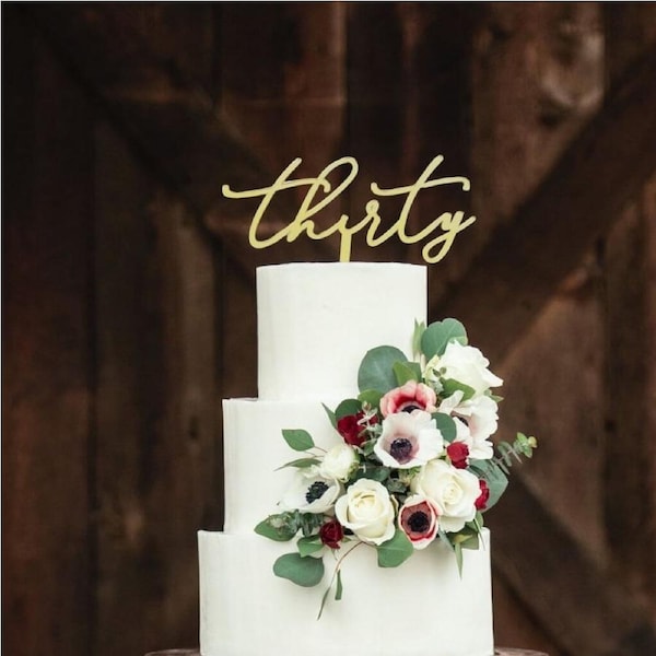 Acrylic Gold 'Thirty' Birthday Cake Topper