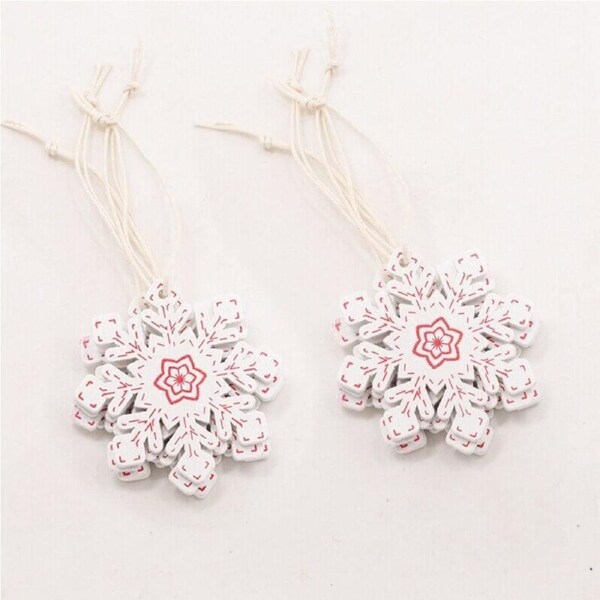 White Wooden Snowflake Christmas Ornaments 10pk
