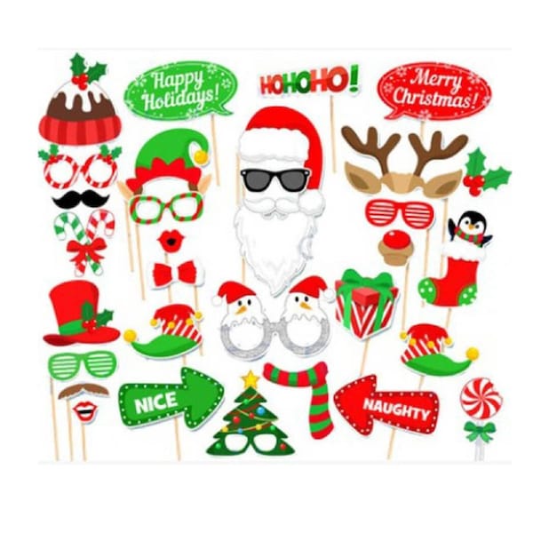 Christmas Party Photo Booth Props 32pk