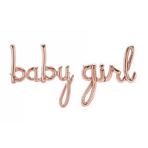 Rose Gold 'baby girl' Script Baby Shower Foil Balloons