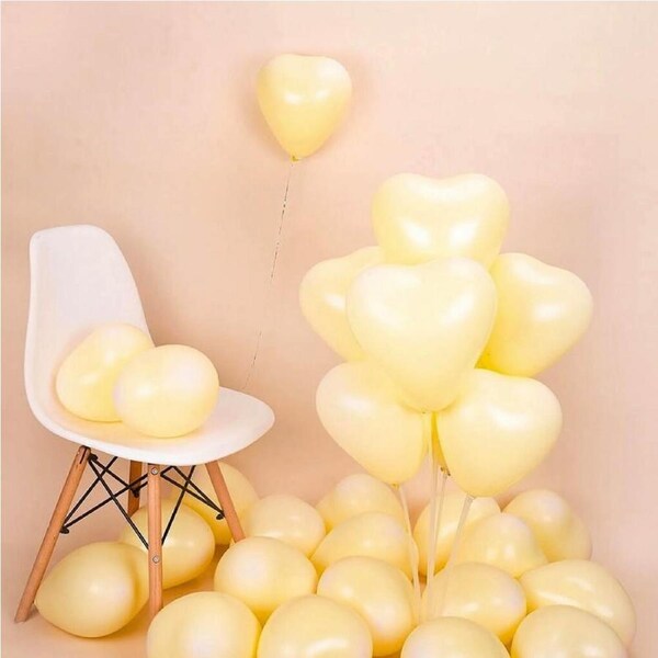 12-inch Pastel Yellow Heart Latex Balloons 10pk