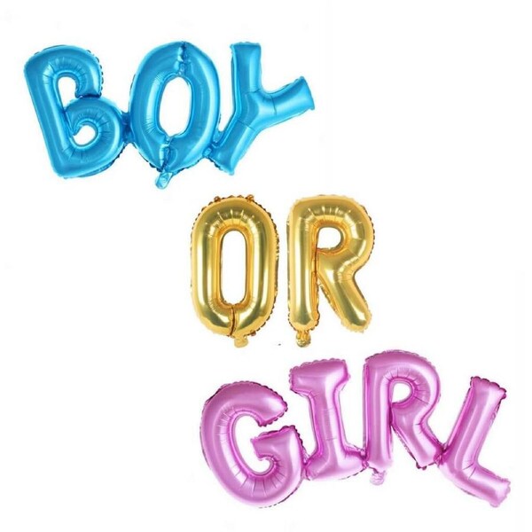 BOY OR GIRL Gender Reveal Balloon Bunting Banner