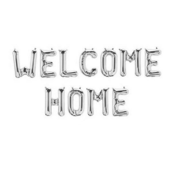 16in Silver WELCOME HOME Foil Letter Balloon Banner