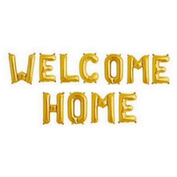 16in Gold WELCOME HOME Foil Balloon Banner