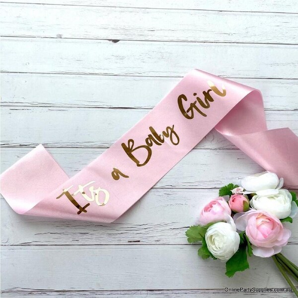Pink 'It's a Baby Girl' Baby Shower Party Sash