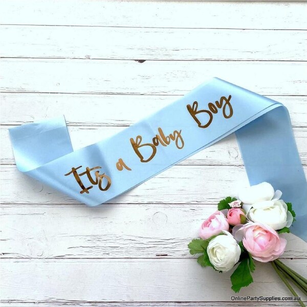 Blue 'It's a Baby Boy' Gender Reveal Party Sash